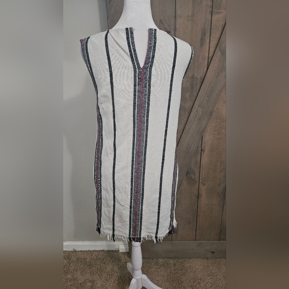 RD STYLE Textured Cotton Striped Sheath Mini Dress In White/navy/red. Size Small - Picture 13 of 15